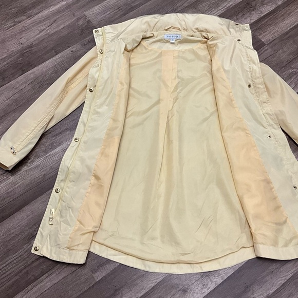 Via Spiga Women’s Mock Neck Plain Long Sleeve Raincoat Sz Extra Small In Yellow - Picture 13 of 16